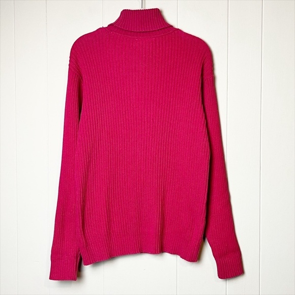 VTG Disney Winnie the Pooh Ribbed Turtleneck Sweater Large 90s hot pink cotton - Picture 5 of 10
